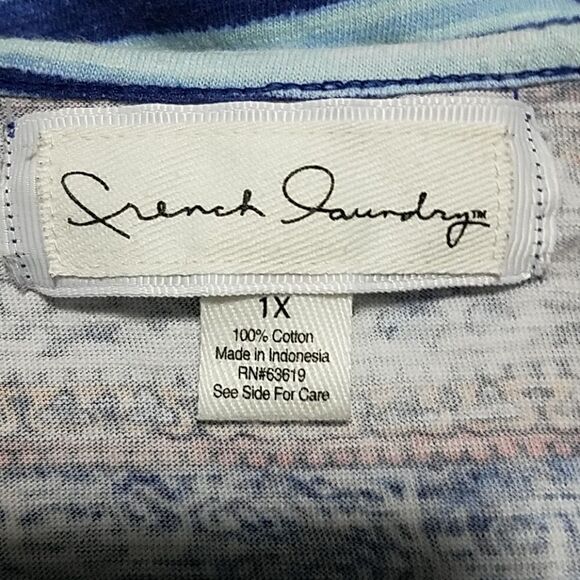 French Laundry Blue, White, & Orange Tee Shirt (1X) - Picture 3 of 3